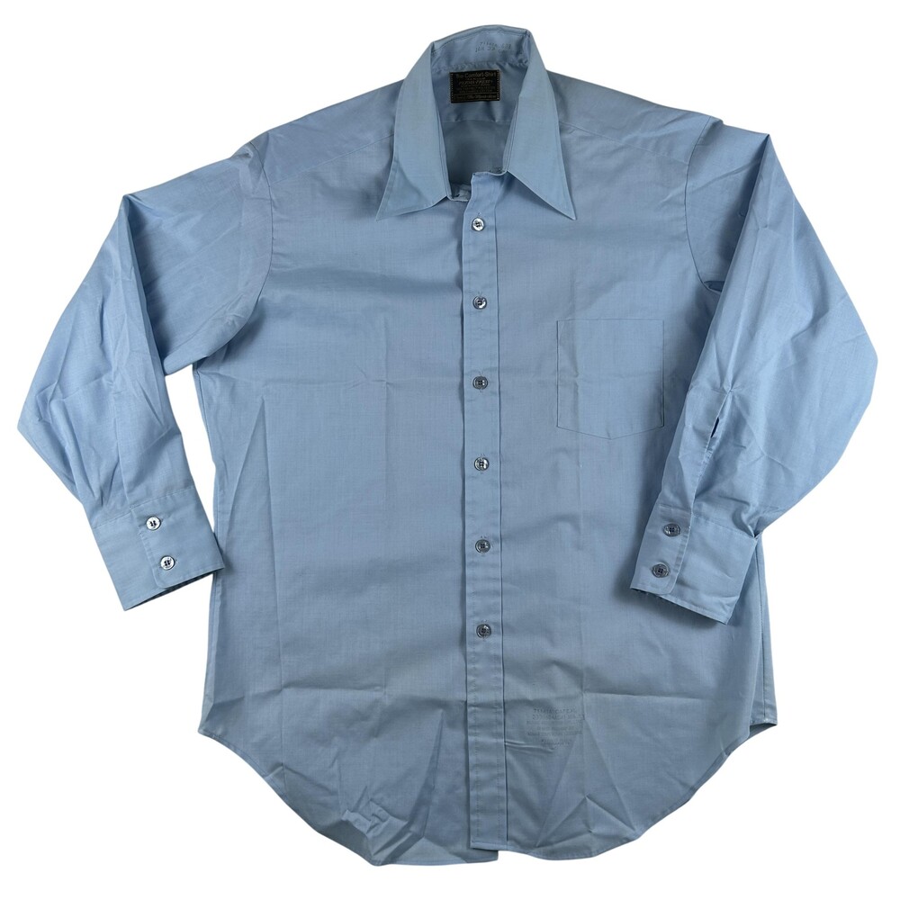 Vintage Sears Dress Shirt Mens 16.5 32/33 The Mens Store Solid Perma Prest 80s